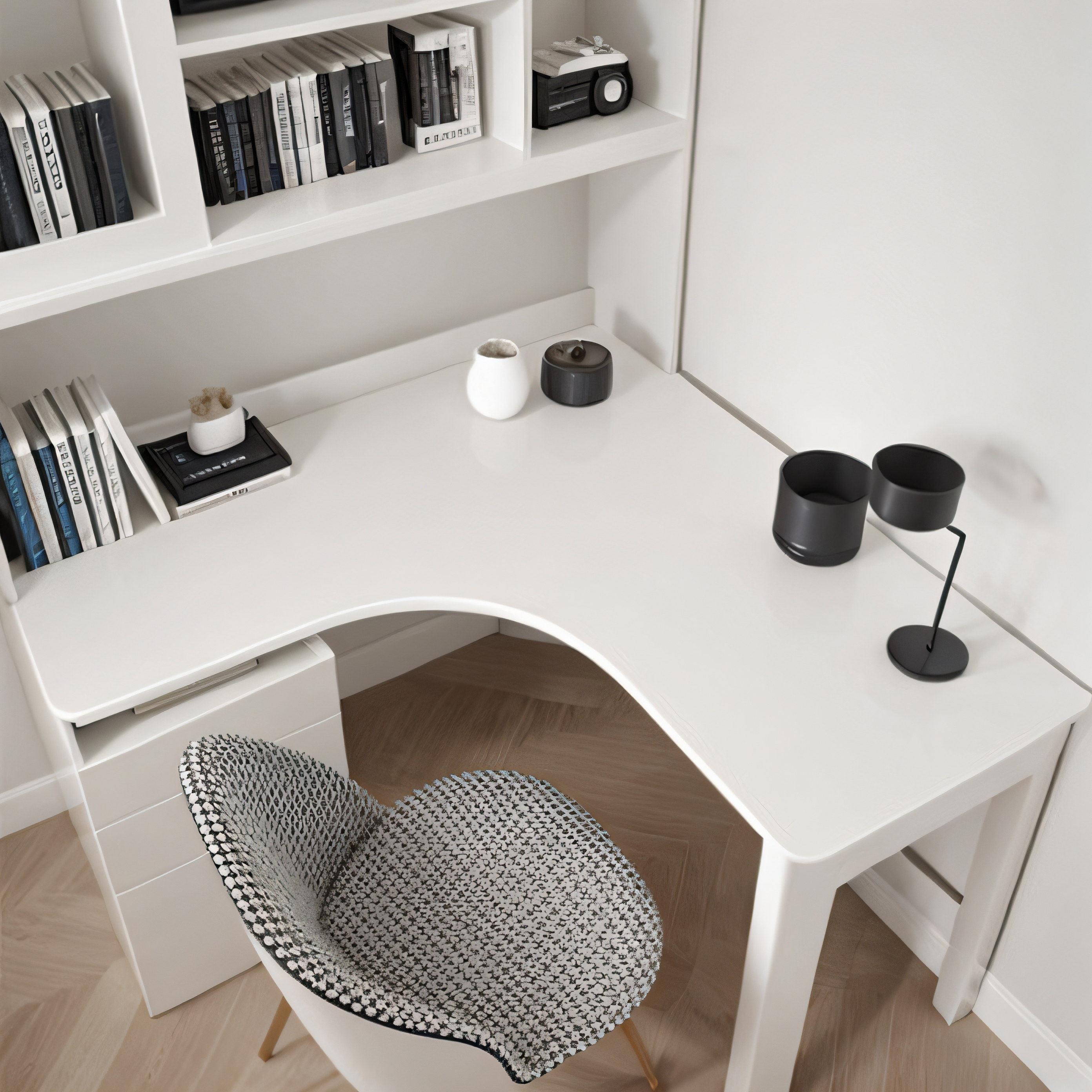 简约纯白转角书桌垫可裁剪学生学习办公桌可定制拐角办公电脑桌布