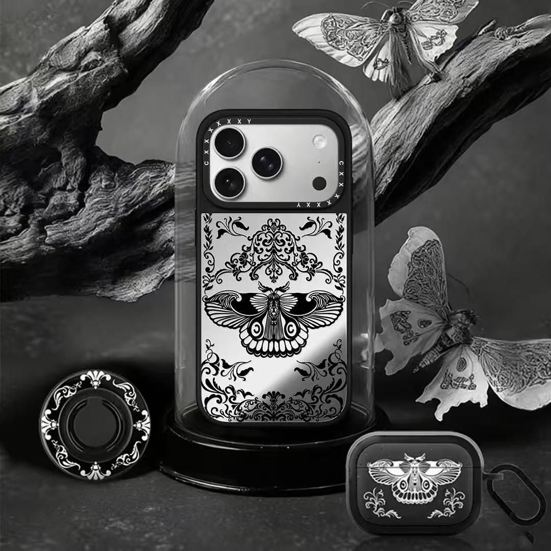 明星同款联名暗夜诗篇适用iPhone18promax手机壳17pro哥特风蝴蝶镜子16pro网红时尚15plus/14/13/12磁吸硬壳
