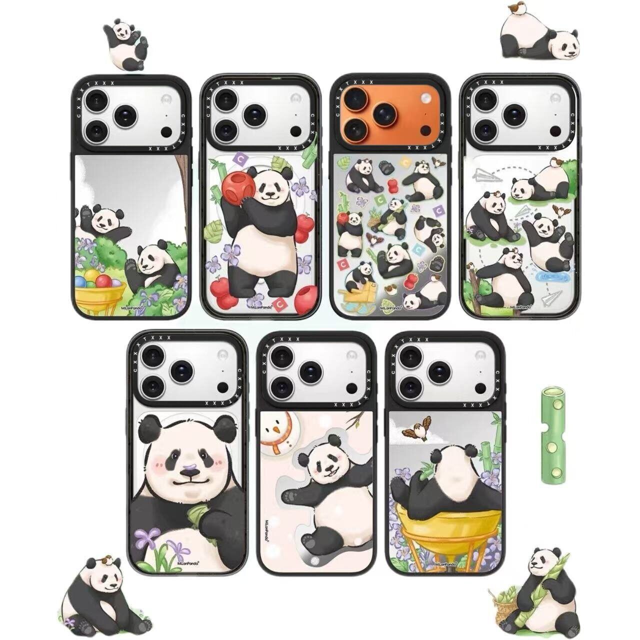 casyetifi联名大熊猫三太子萌兰18Promax适用iPhone17Pro治愈苹果16Promax么么儿15plus镜面磁吸手机壳保护套