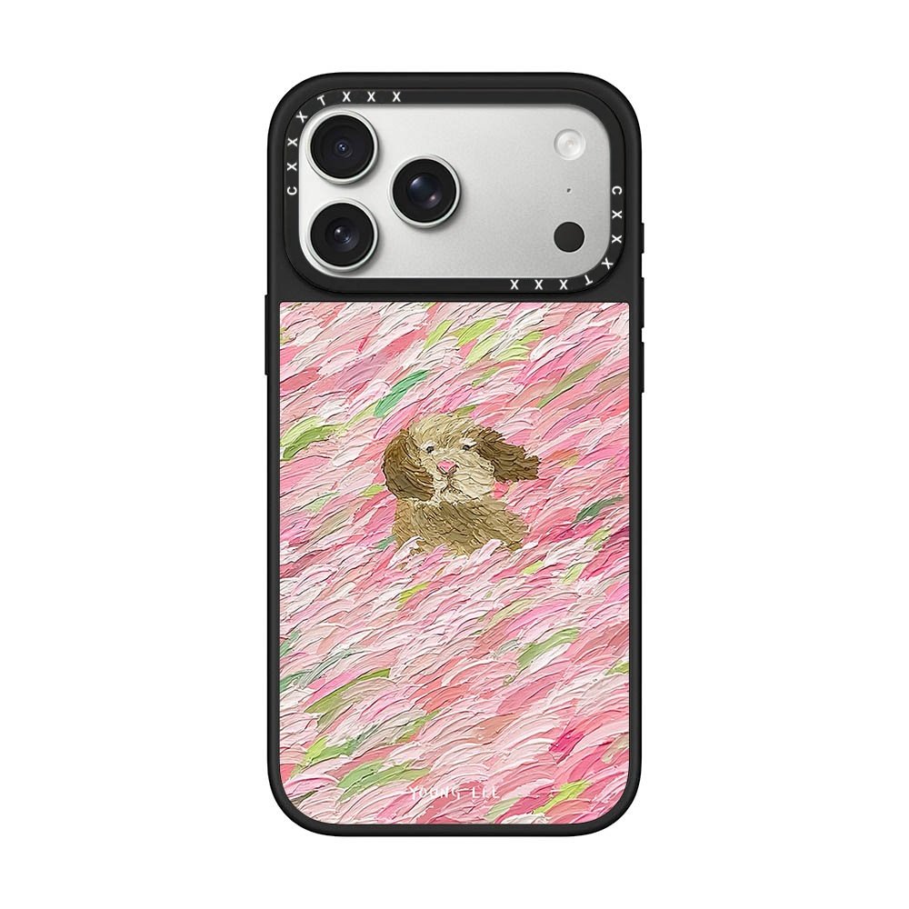 油画风毛绒小狗粉绿撞色艺术感苹果手机壳适用于iPhone18promax高级感17plus防摔16pro个性创意15plus保护套