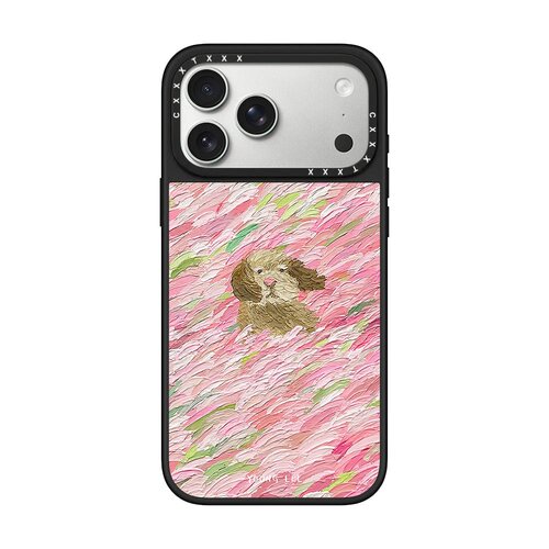 油画风毛绒小狗粉绿撞色艺术感苹果手机壳适用于iPhone18promax高级感17plus防摔16pro个性创意15plus保护套