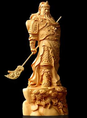 黄杨木雕家居玄关摆件木饰品木质雕刻武财神立松关公工艺品