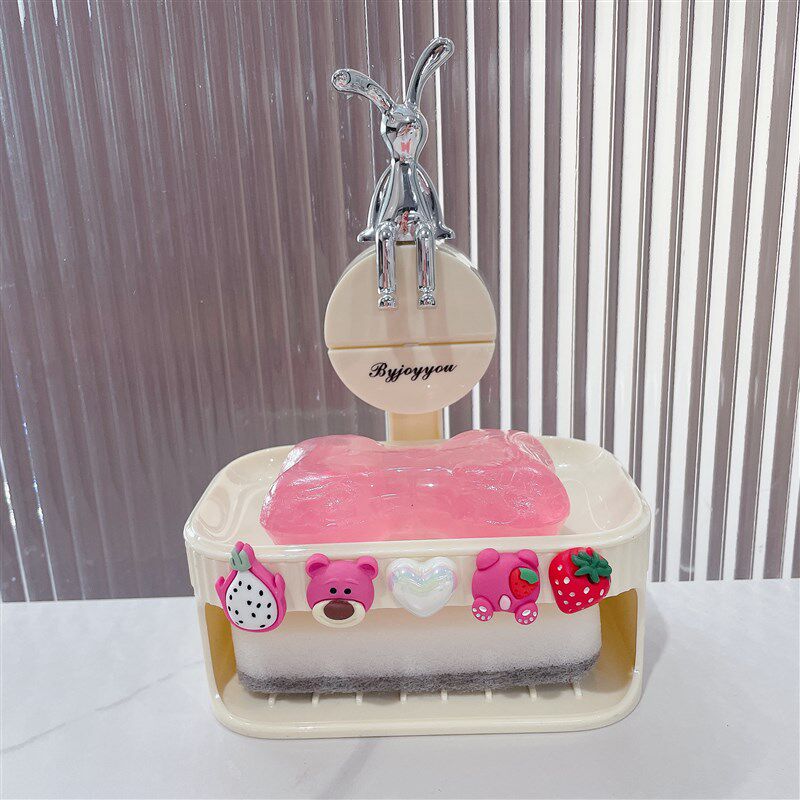 轻奢卡通肥皂盒壁挂式免打孔吸盘家用高档卫生间香皂盒沥水置物架