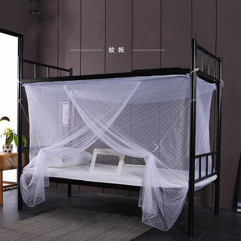 白色简易免安装学生宿舍上下铺0.9m单开门单人床高低床上下床蚊帐