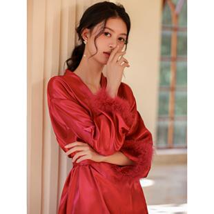 新娘婚纱礼服女羽绒睡衣婚礼化妆伴娘团婚礼和服姐妹服浴袍