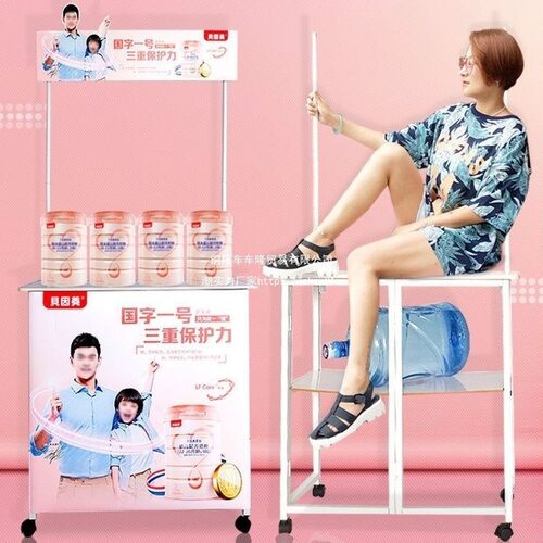 促销台展示架移动折叠便携广告桌折叠桌试吃桌摆摊小推车地推桌子