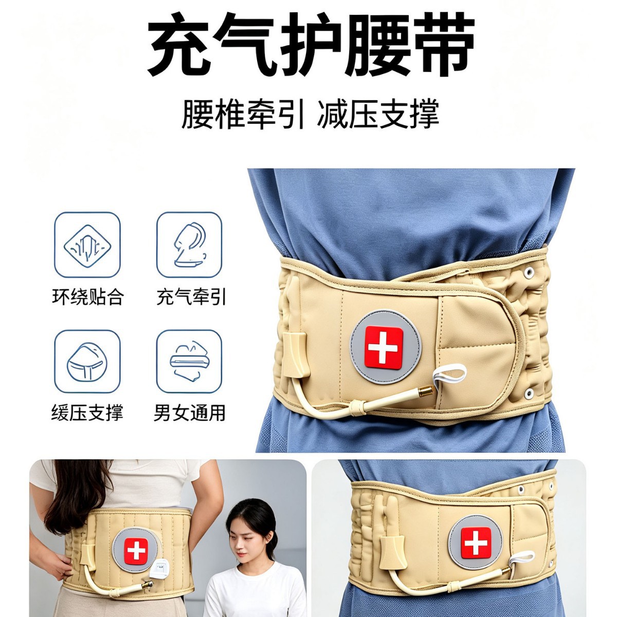 充气护腰带腰椎牵引减压透气腰疼
