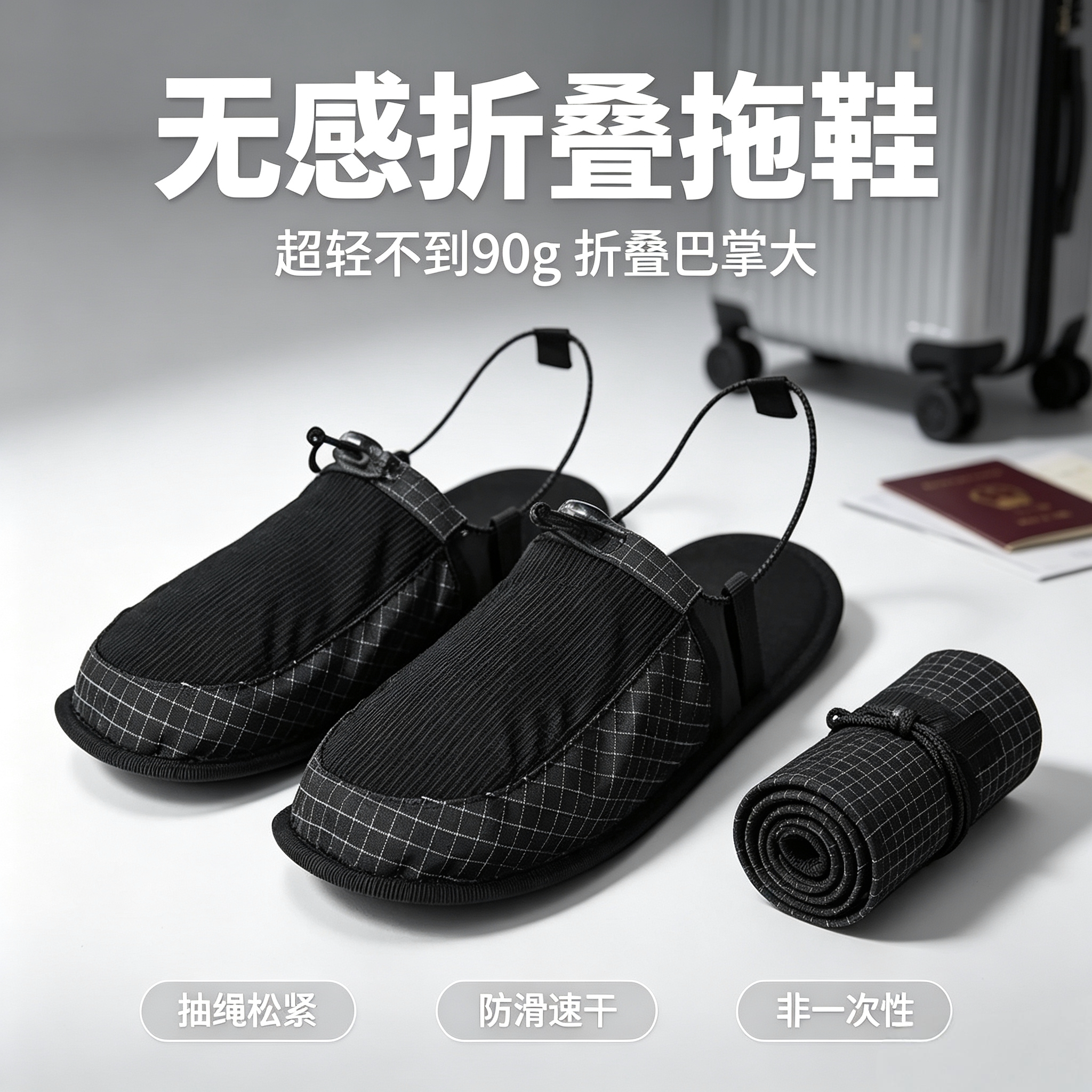 超轻折叠防滑包头旅行凉拖