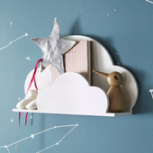 架子 饰品 创意置物架云朵卡通墙面装 饰品儿童房隔板卧室壁挂放装