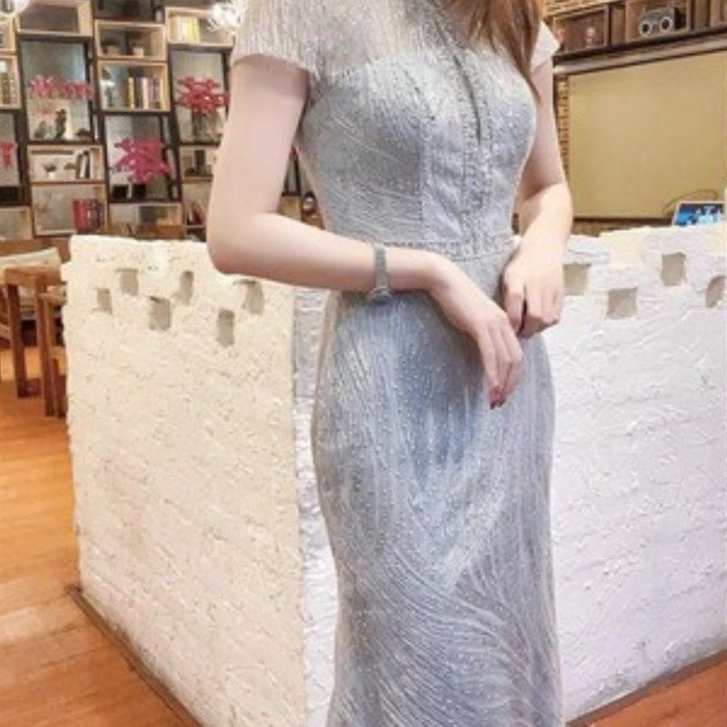 银灰色鱼尾宴会表演走秀主持人演出服新娘敬酒服婚纱晚礼服,女装/女士精品,礼服/晚装,淘宝优惠券,粉丝福利购,淘宝优惠卷