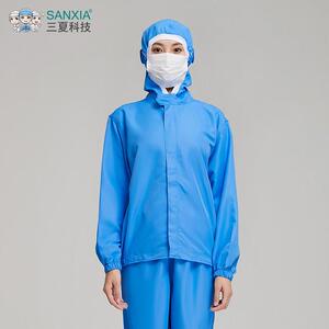 三夏科技四川制造连帽防静电工服 男女通用透气食品工服