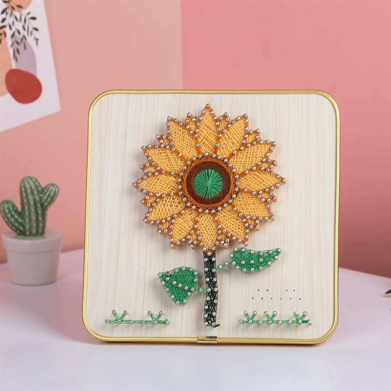 简单diy手作心意礼物亲手制作绕线画材料包解压钉子画创意弦丝画图片