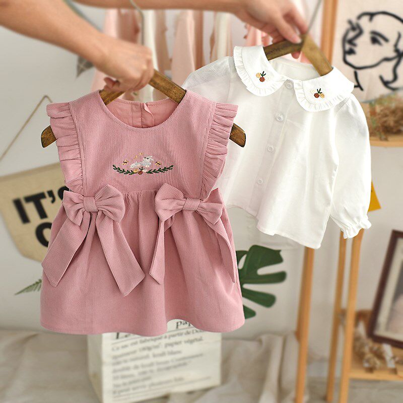 女童春装连衣裙2024新款洋气宝宝周岁礼服春秋儿童婴儿公主背心裙