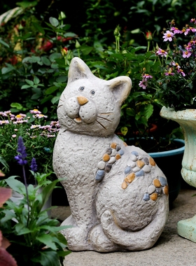 猫咪美式园艺花园装饰户外别墅幼儿园咖啡厅庭院复古创意落地摆件