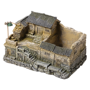 是否还记得小时候一家人在院子的情景!书房装饰老房子摆件 可亮