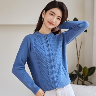 高腰短款毛衣开衫外套女2024新款秋冬加厚小个子气质高级感针织衫