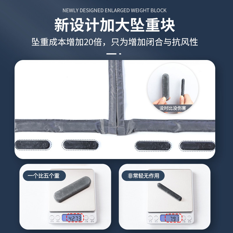 全磁条空调门帘透明挡风帘厨房厕所塑料隔断帘免打孔防冷气软门帘