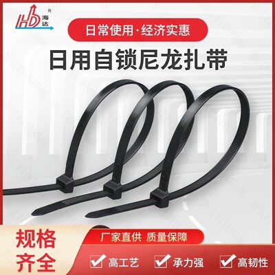 黑白 厂标B级4*200 海达牌 自锁式尼龙扎带电线扎带束线带捆线