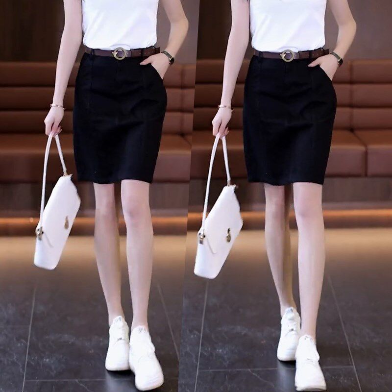 夏季薄款牛仔半身裙女士2024新款高腰显瘦a字中裙休闲一步包臀裙