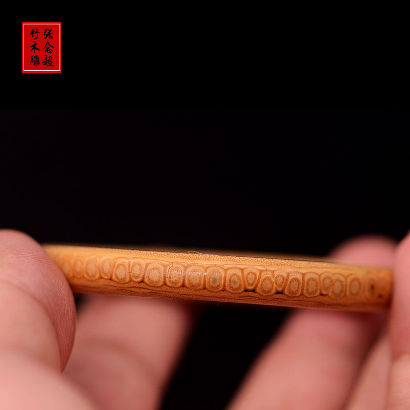 竹根雕手镯一圈竹钉贵妃女镯竹雕满钉手镯女神礼物手工雕刻打磨