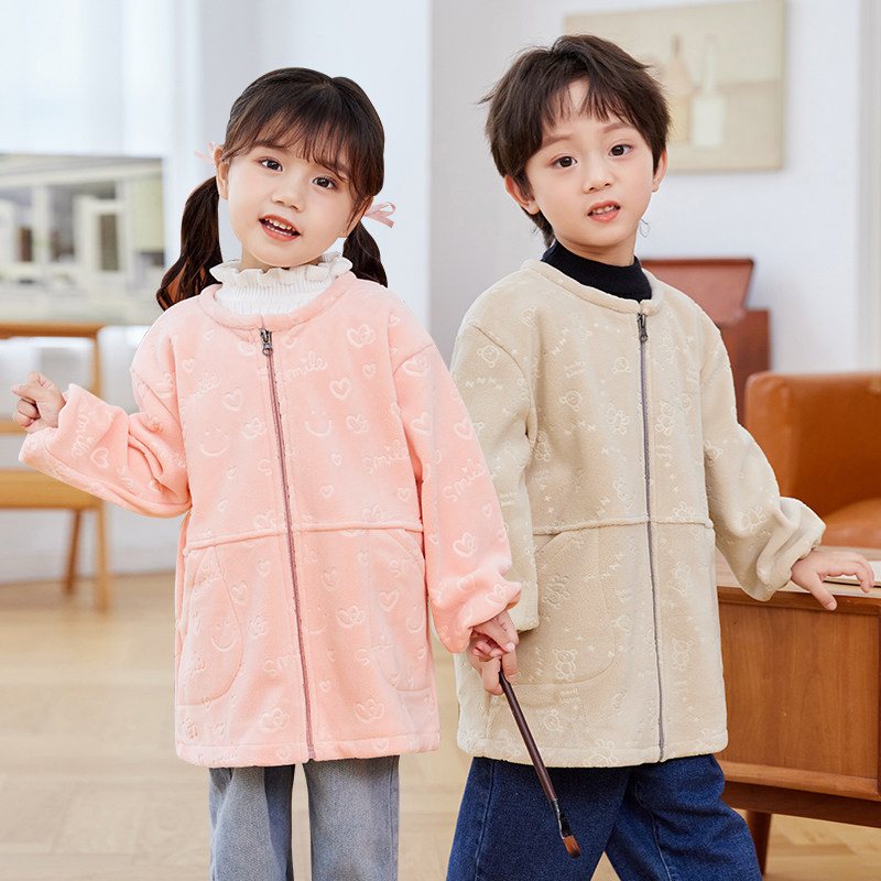 儿童罩衣加绒拉链洋气棉衣羽绒服棉服外套中大童男女宝宝吃饭罩衫,童装/婴儿装/亲子装,反穿衣/罩衣,淘宝优惠券,粉丝福利购,淘宝优惠卷