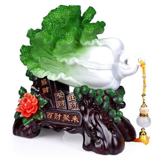 玉白菜摆件大号工艺品 招财开业乔迁新居收银台前台客厅玄关摆设