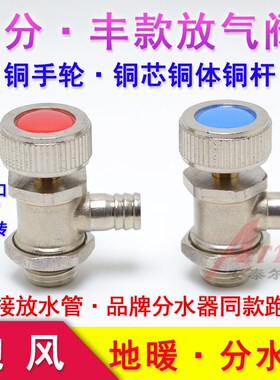 2分地暖集分水器排气阀手动跑风放气阀排气堵排污阀日1/2二分丰款