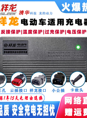 祥龙电动车电瓶智能充电器48V12AH60V20AH72V32AH80V96V50AH三针