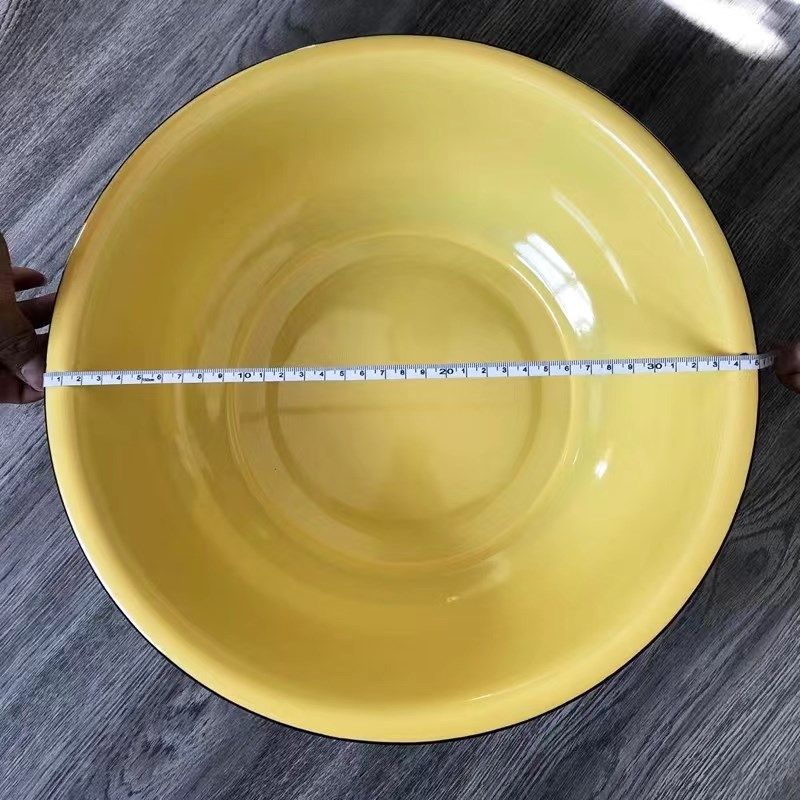 老式搪瓷黄脸盆 洗手盆洗脚盆家用洗衣盆和面盆水盆圆盆