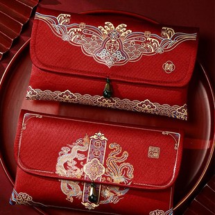 改口万元红包缎面婚礼大号布艺结婚一对父母红包袋2023新款专用