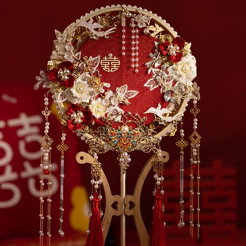 团扇新娘结婚diy材料包秀禾中式婚礼重工高级感出嫁喜扇双面双色