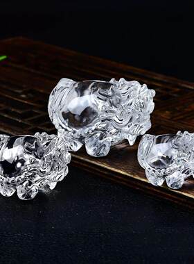 天然白水晶龙龟摆件手把件原石雕刻件家居办公室高端装饰品送礼