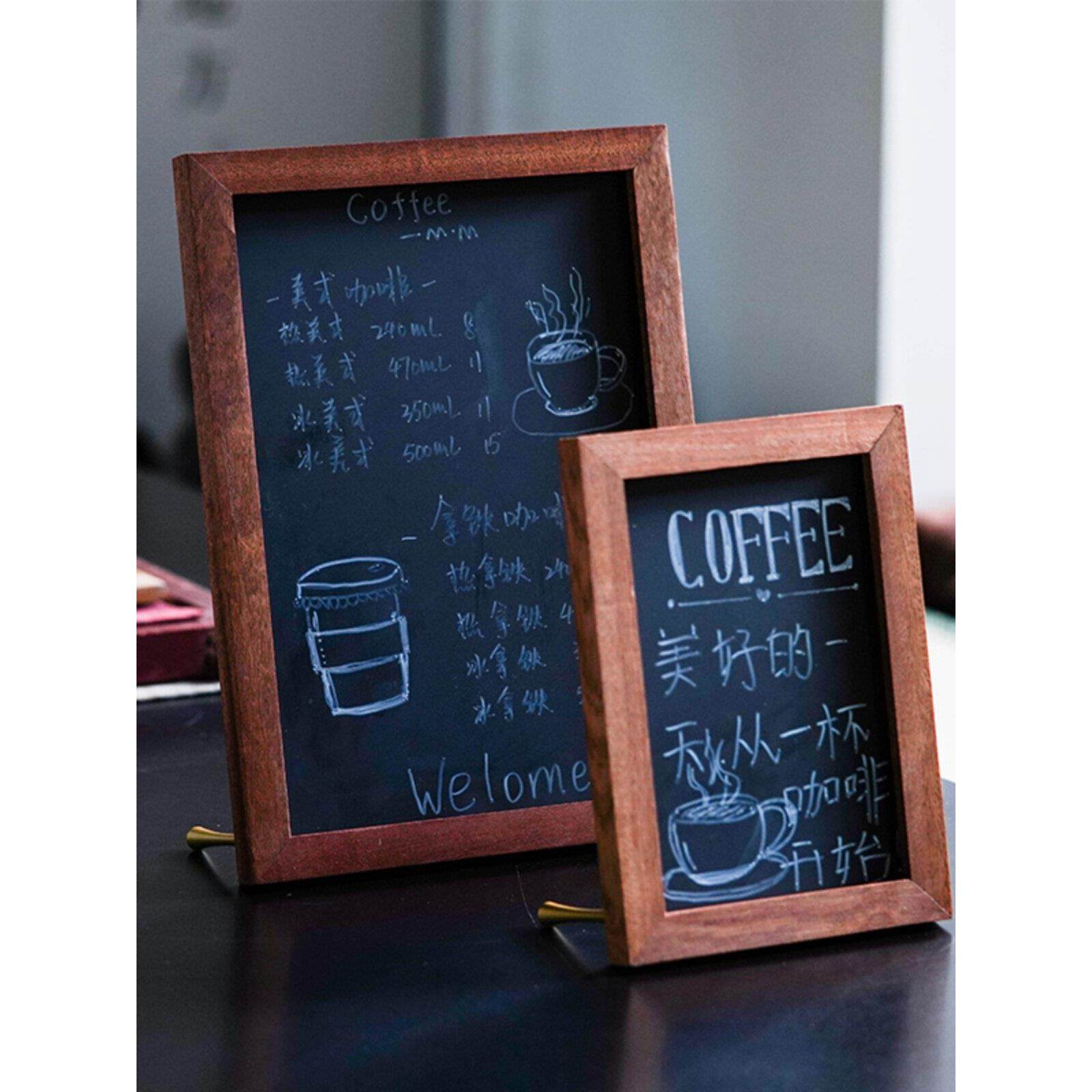 手写相框a4展示架实木立式创意奶茶咖啡店价目表可擦写a5黑板摆台