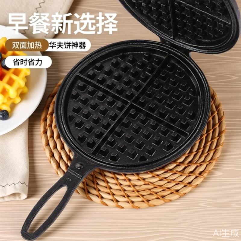 华夫饼模具铸铁蛋糕家用无涂层烤盘糕点烘焙工具格子蛋糕模家用新