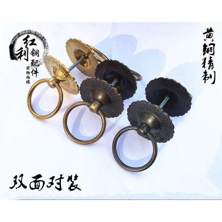 仿古纯铜玻璃门屏风隔扇花格扣手木大门拉手内外双面对装门环把手
