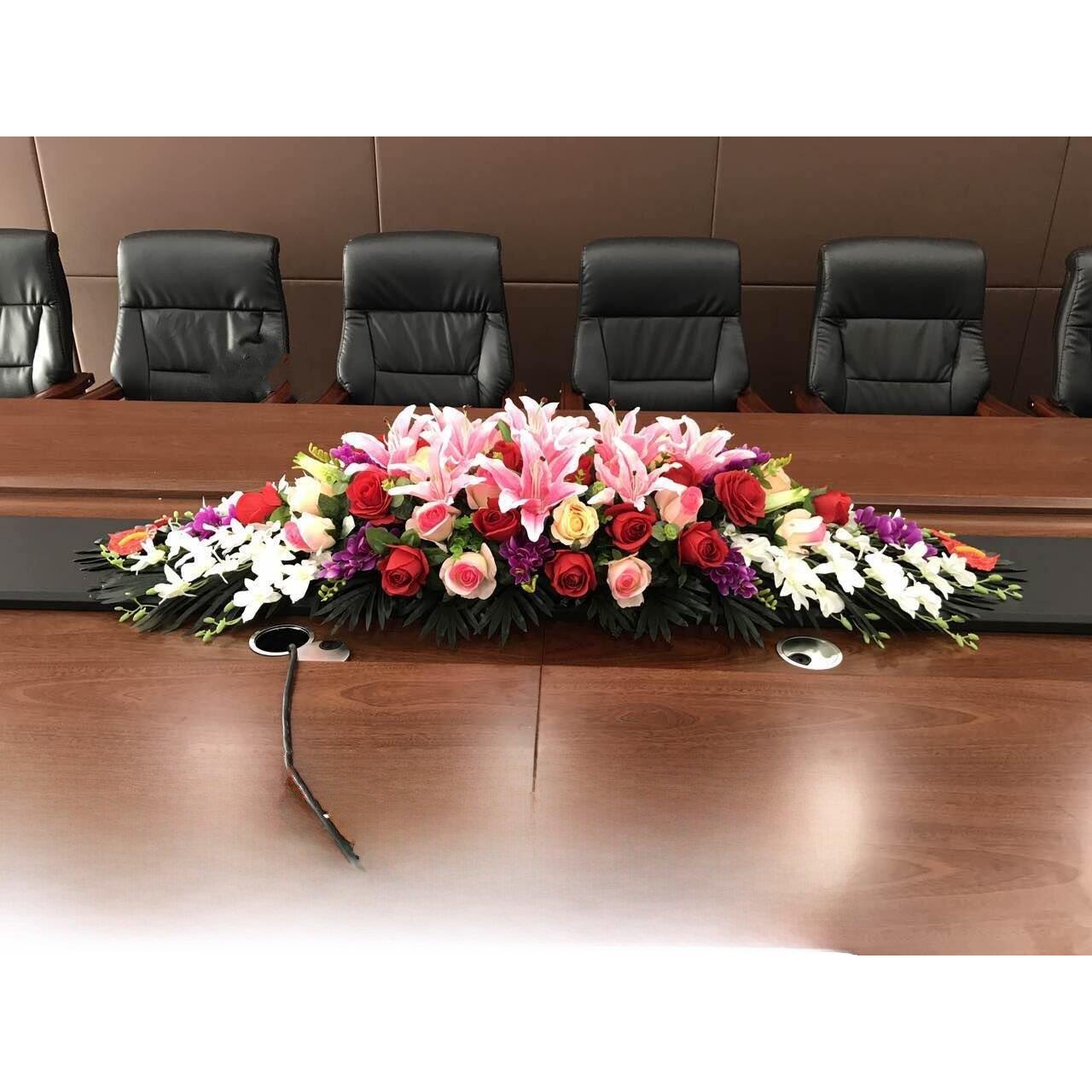 真丝花人造花会议花商务长桌办公假花桌面桌插花高端装饰