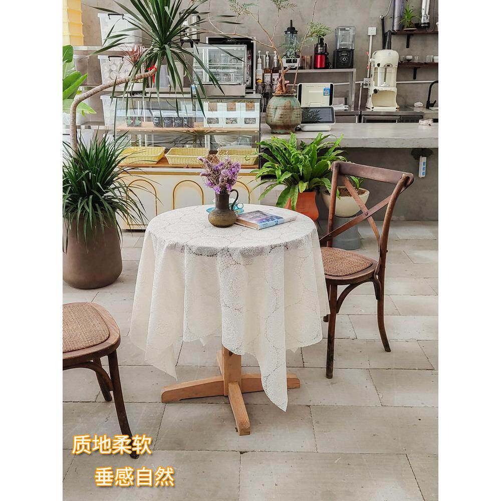 Pvc台布田园风格小清新防水防晒霜蕾丝小圆桌小方桌台布庭院阳台