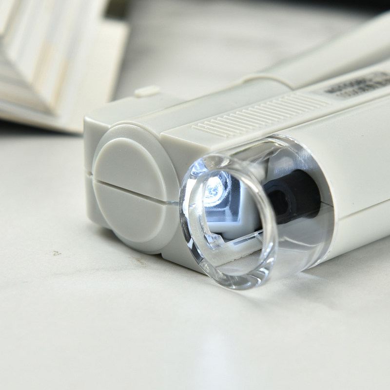 150倍带刻度LED光源手持显微镜放大镜迷你读数鉴定网点100倍