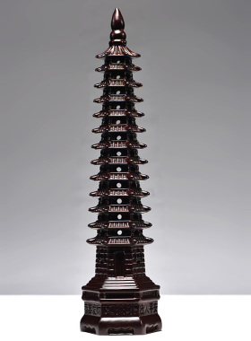 黑檀实木雕刻13层文昌塔摆件十三层塔家居客厅玄关装饰送礼工艺品