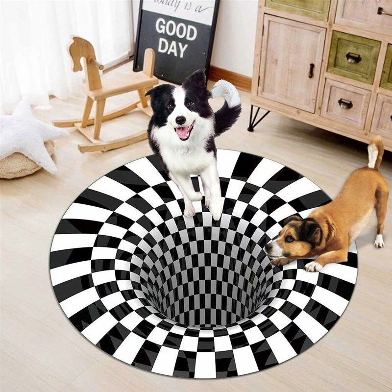 眩晕地毯养狗逗猫宠物玩具3D旋涡陷阱地垫立体错觉入户门垫门毯