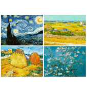 梵高油画星空杏花丰收装 饰画心客厅油画布打印贴画自粘背胶画芯
