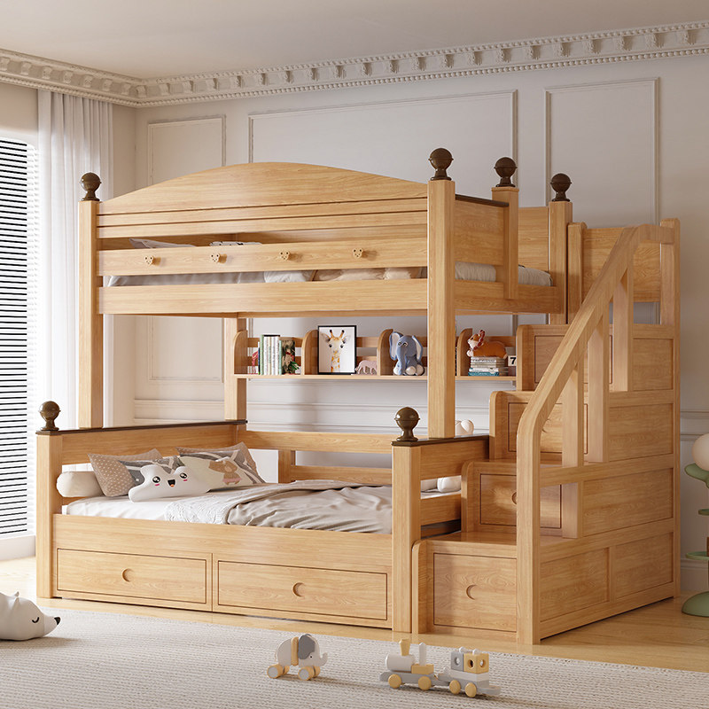 榉木上下床实木全实木儿童上床下桌高低床上下铺姐弟双层床子母床,住宅家具,高低/子母床,淘宝优惠券,粉丝福利购,淘宝优惠卷