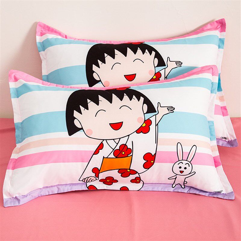 卡通粉色小丸子儿童枕套单人学生宿舍枕头罩男女孩标准48X74枕袋