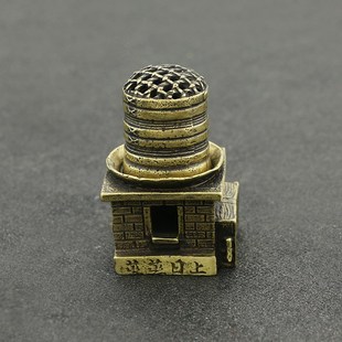 仿古纯黄铜迷你蒸笼香薰炉小摆件古玩蒸蒸日上开业礼品家居摆设