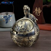 创意十二生肖烟灰缸家用时尚 仿古青铜送礼防风烟缸 客厅高级感个性