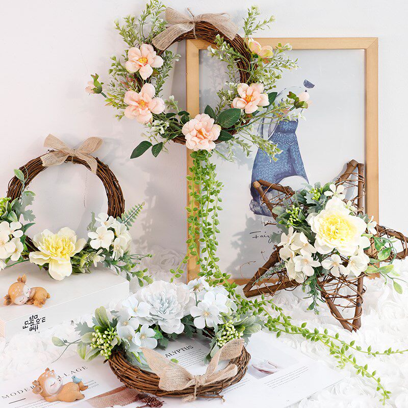 幼儿园空中吊饰仿真花藤树枝绿植五角星流苏挂饰橱窗墙面装饰挂件