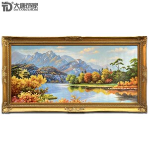 欧式客厅油画 古典风景油画 别墅大幅装饰画 手绘天鹅湖风景N264