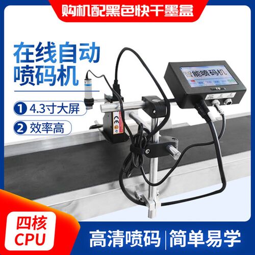 全自动在线小型喷码机打生产日期纸箱瓶盖包装袋生产线智能打码机
