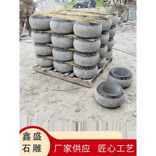 天然石材柱墩石青石剁斧空心圆柱底座柱顶石木柱半圆柱脚石墩子