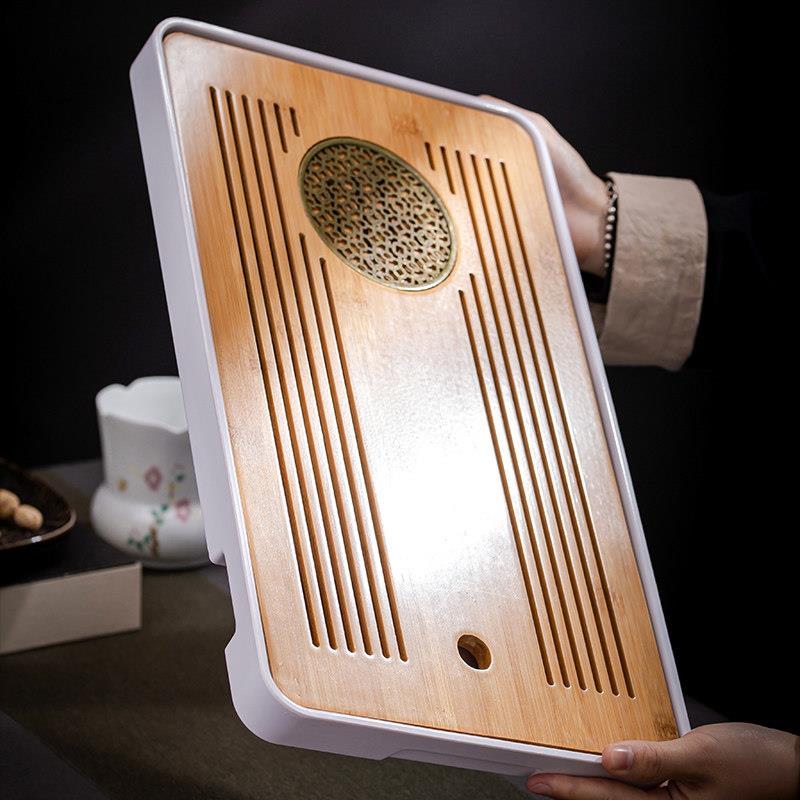 双层沥水托盘干泡茶盘长方形小茶台轻奢现代茶海功夫茶具中式竹盘